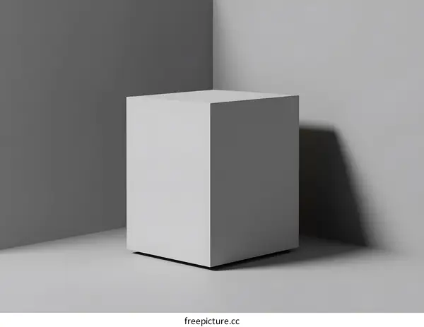 Minimalist White Cube on a Gray Background