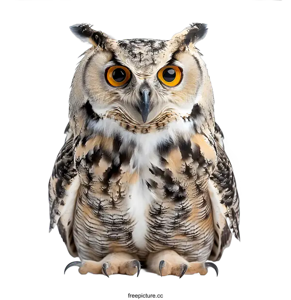 [Transparent Background PNG]Great Horned Owl Staring