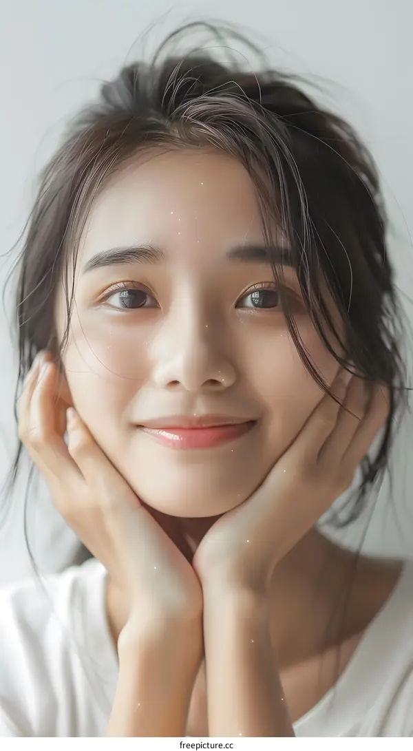 Beautiful Asian Woman with White Shirt