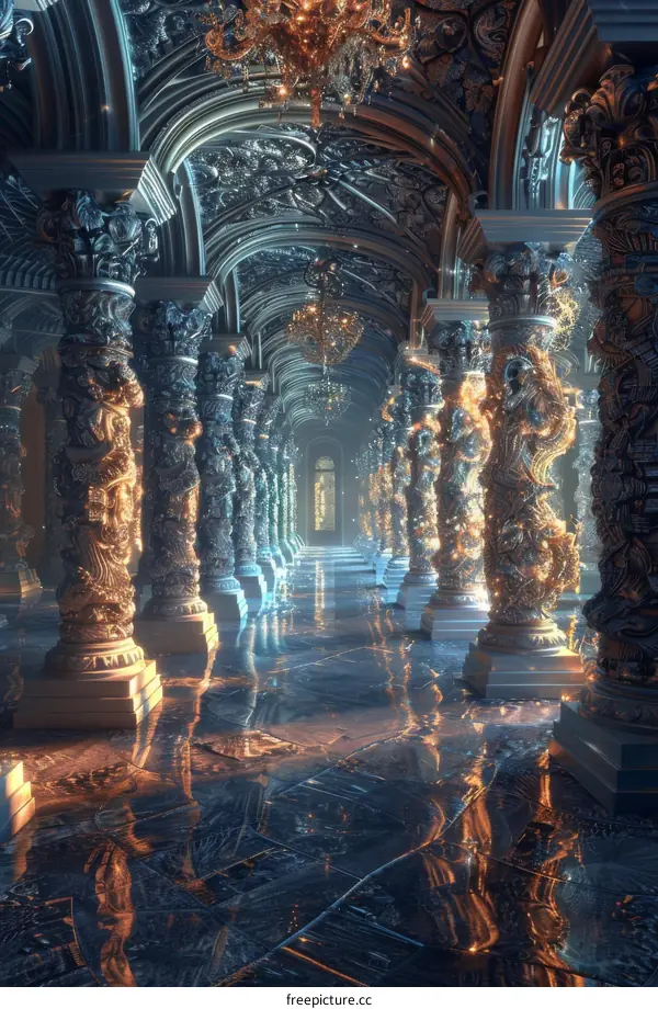 Ornate Marble Hallway with Columns