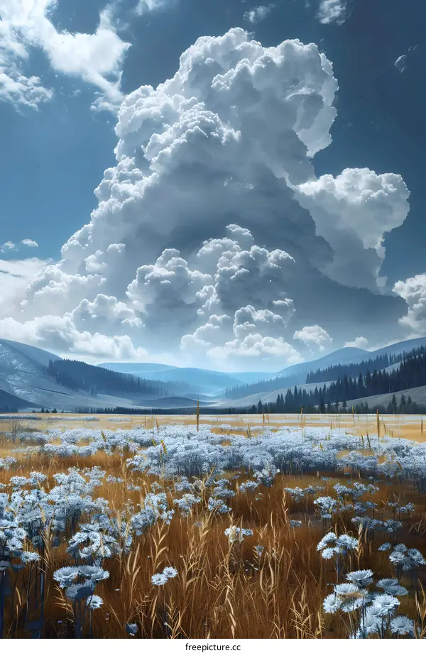 Flowers and grass in the valley