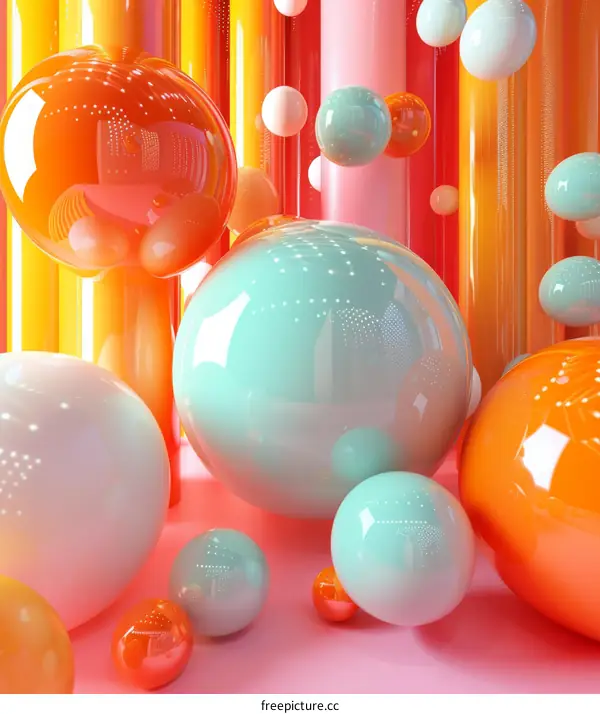 Abstract Colorful Sphere Composition