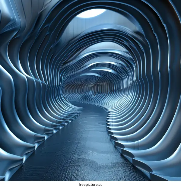 Blue and silver futuristic tunnel
