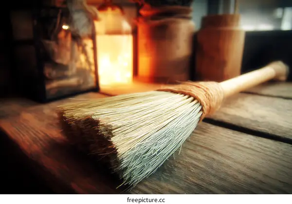 Rustic Wooden Brush on a Rustic Wooden Surface