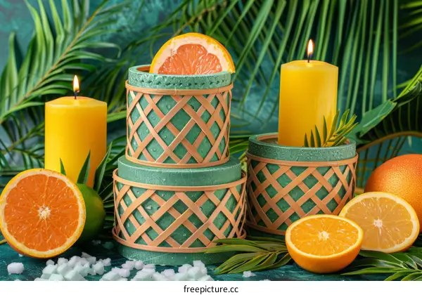 Orange Slices and Candles Still Life