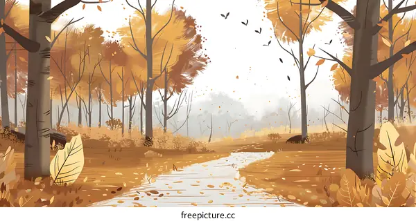Autumn Forest Path Illustration