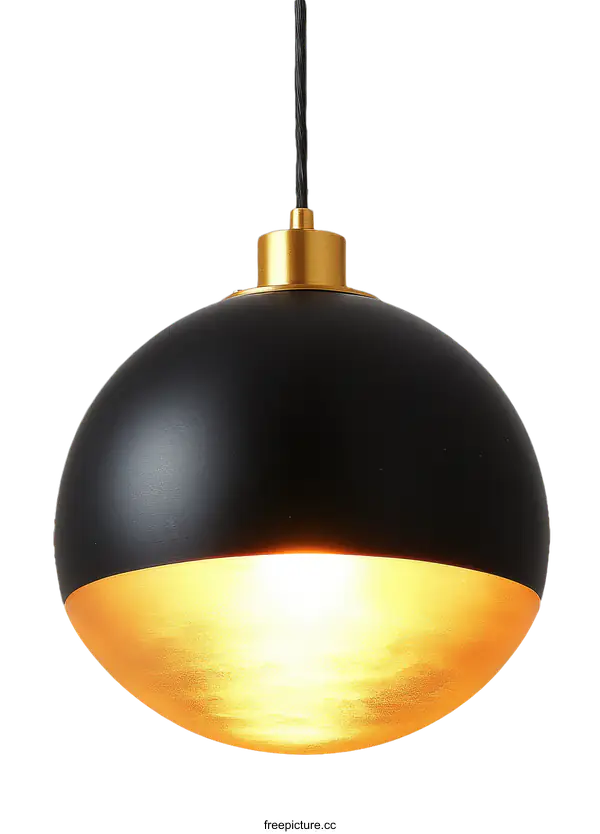 [Transparent Background PNG]Modern Black and Gold Pendant Lamp