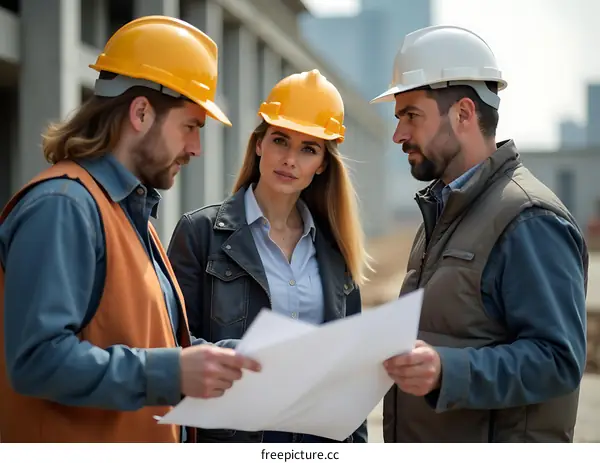 Construction Workers Discussing Project Plans