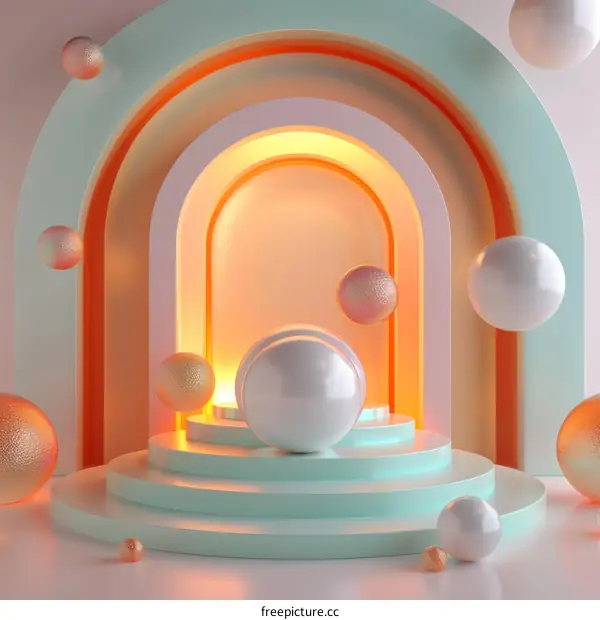 Abstract Colorful 3D Display Stand with Floating Balls