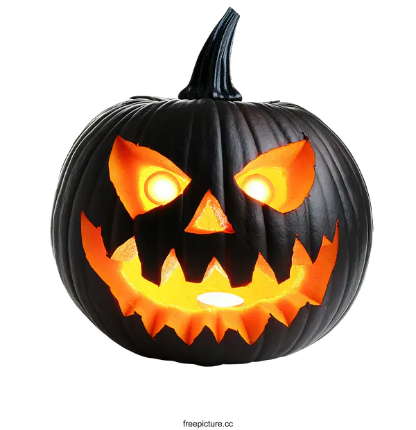 [Transparent Background PNG]Scary Halloween Pumpkin Carving with Glowing Eyes