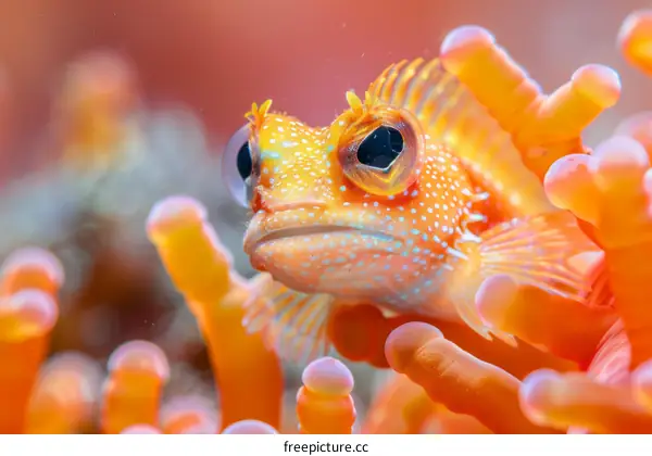 Orange-Spotted Blenny Fish: A Close-Up Underwater Portrait