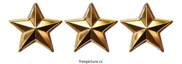 Three Gold Stars on White Background