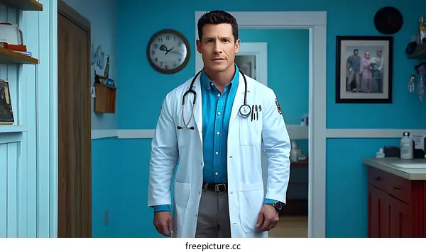 Male Caucasian Doctor in a Clinic