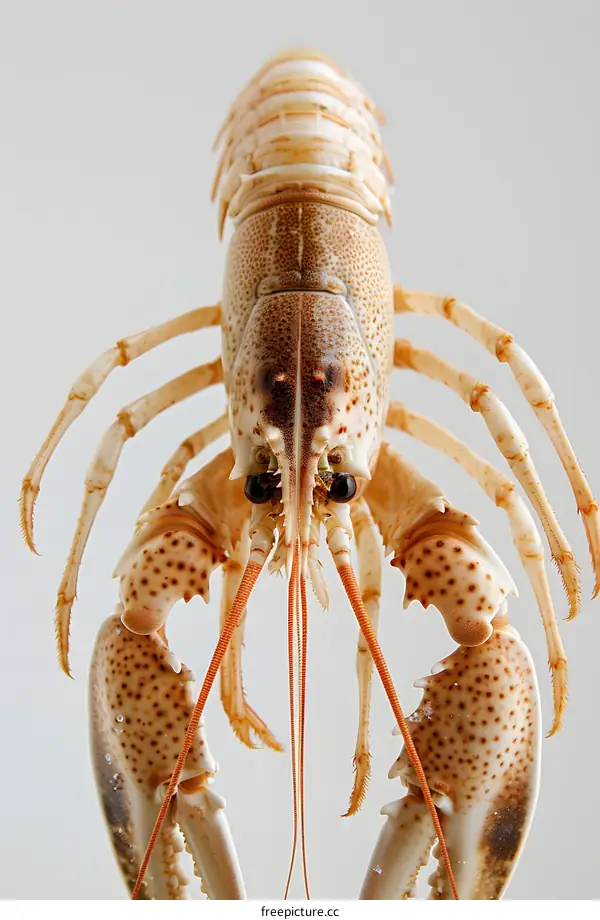 Closeup of a Norway Lobster on White Background