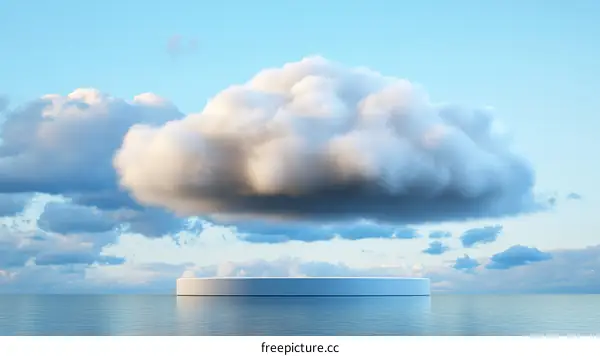 Floating Cloud Over Calm Ocean
