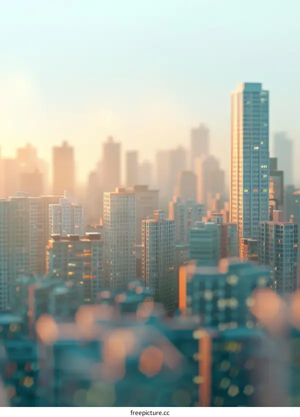 Cityscape Sunrise Abstract Illustration