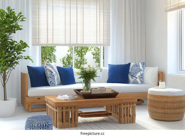 Modern Minimalist Living Room with Wooden Furniture