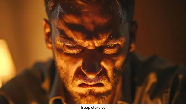 Close Up Portrait of a Ferocious Man