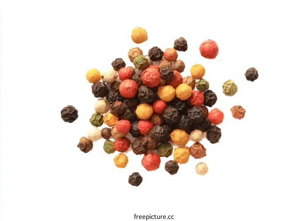 Colorful Peppercorns Pile Up Close-up