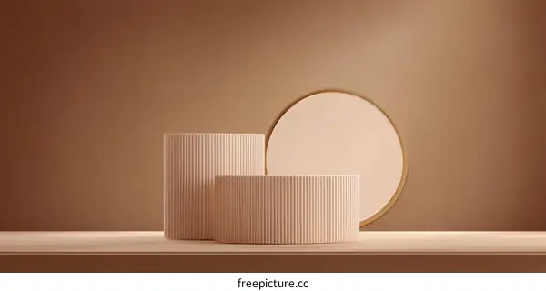 Beige Abstract Display Podiums with Gold Accents