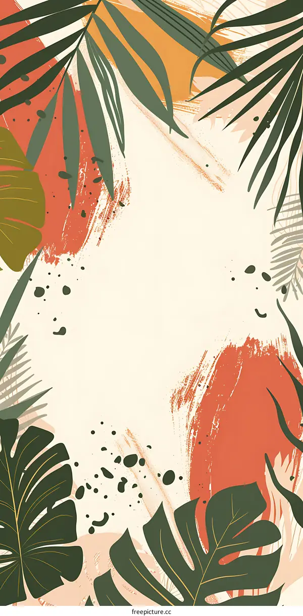 Tropical Leaf Watercolor Abstract Background