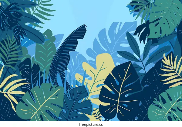 Tropical Leaves Digital Illustration