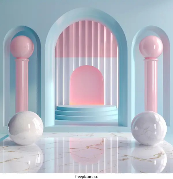 Pastel Geometric Archway Display Stage