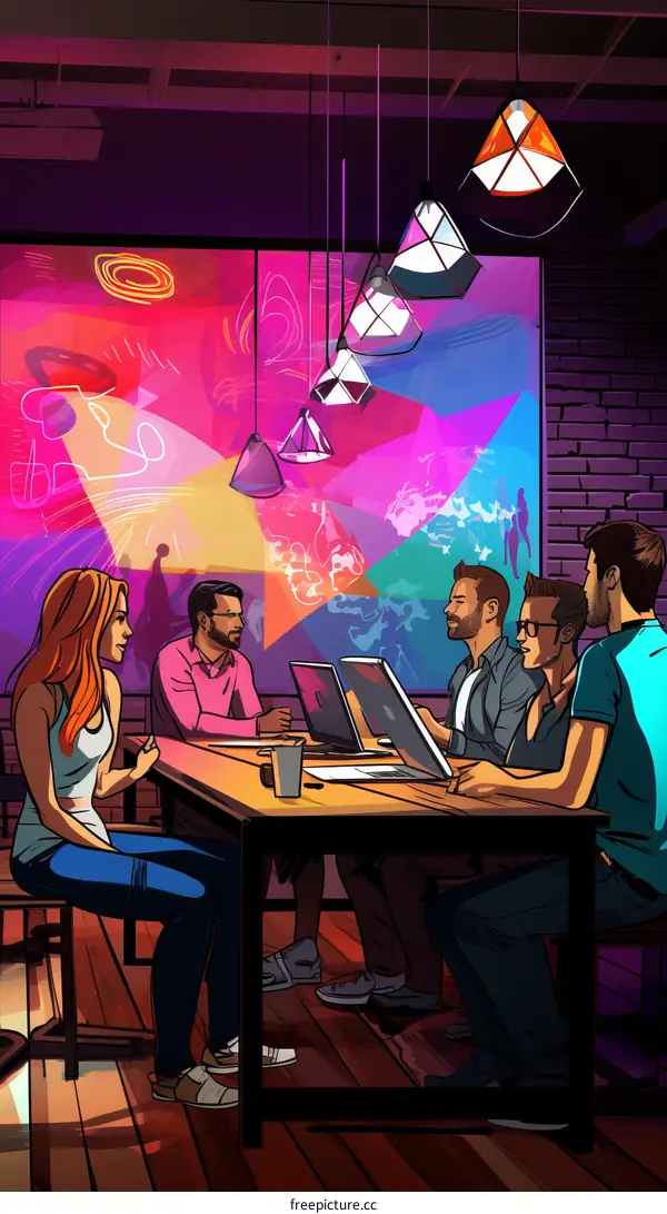 Colleagues Discussing Work in Contemporary Office