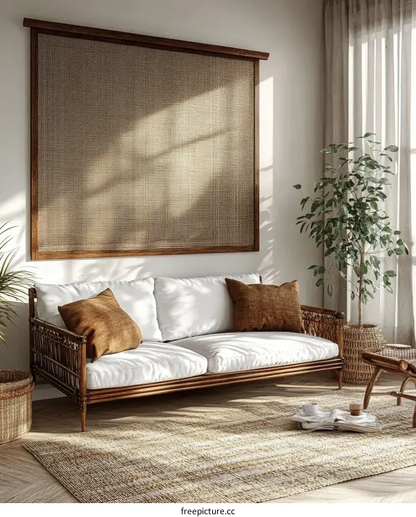 Bohemian Living Room Interior Design with Natural Light