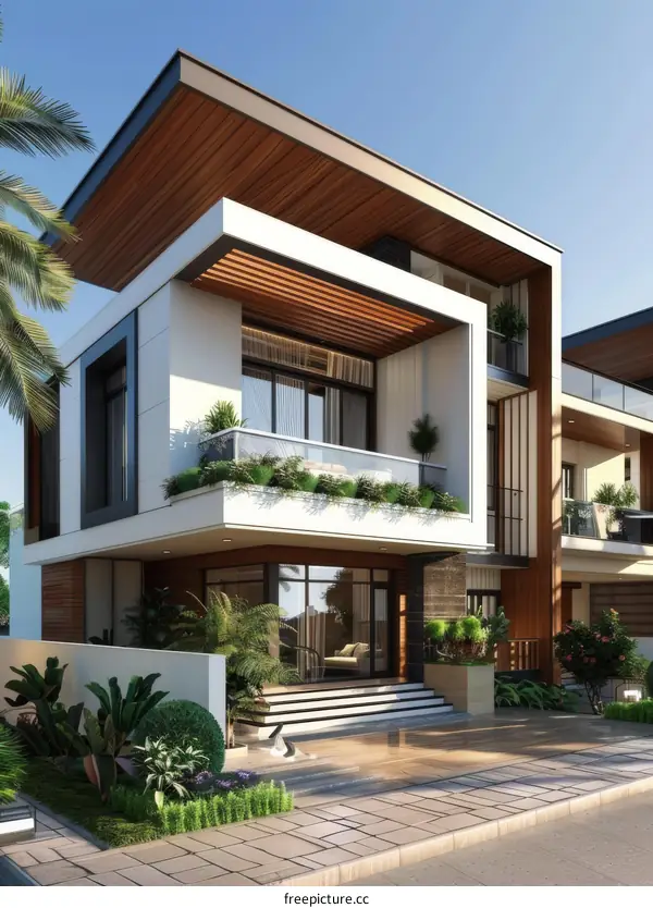 Stunning Modern Style House with Luxurious Exterior and Captivating Balcony