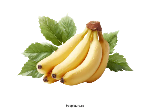 [Transparent Background PNG]Fresh Bunch of Bananas with Leaves