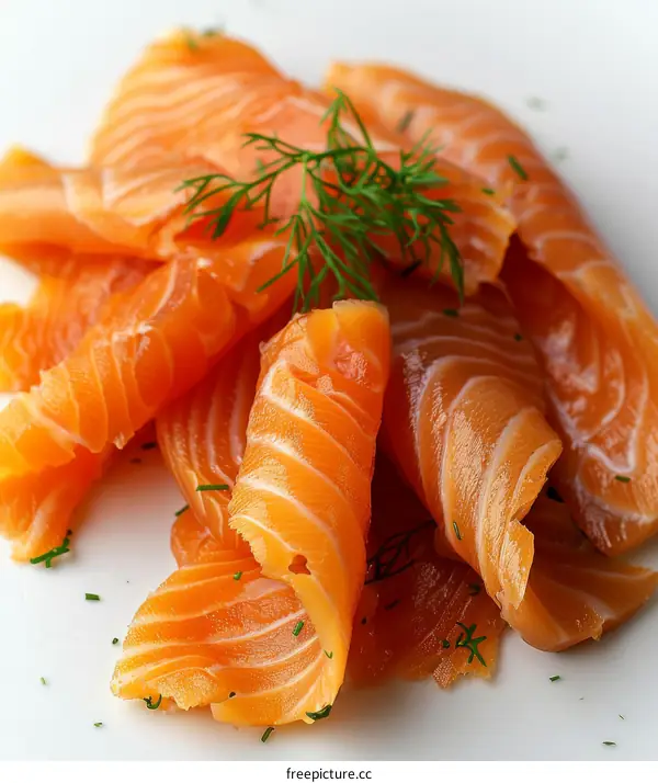 Close-up of thinly sliced smoked salmon