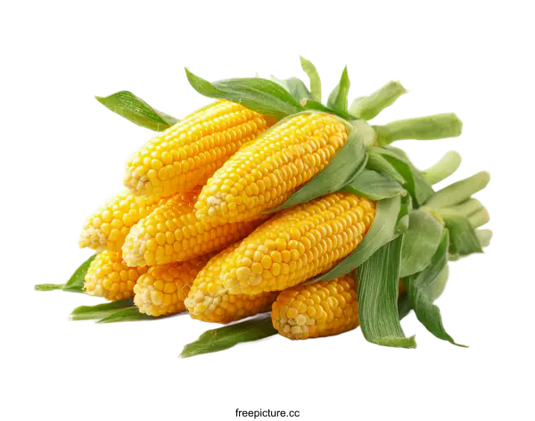 [Transparent Background PNG]Fresh Corn Cob Close-up on White Background