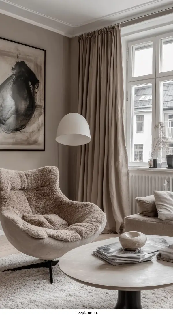 Modern Beige Living Room Interior Design