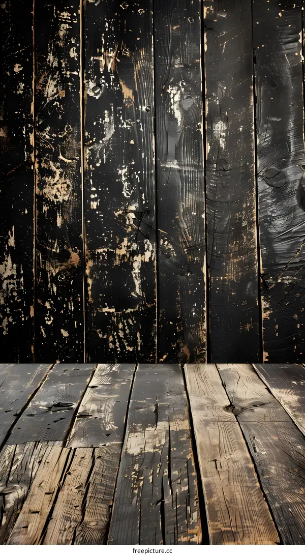 Black Wood Plank Background Rustic Texture