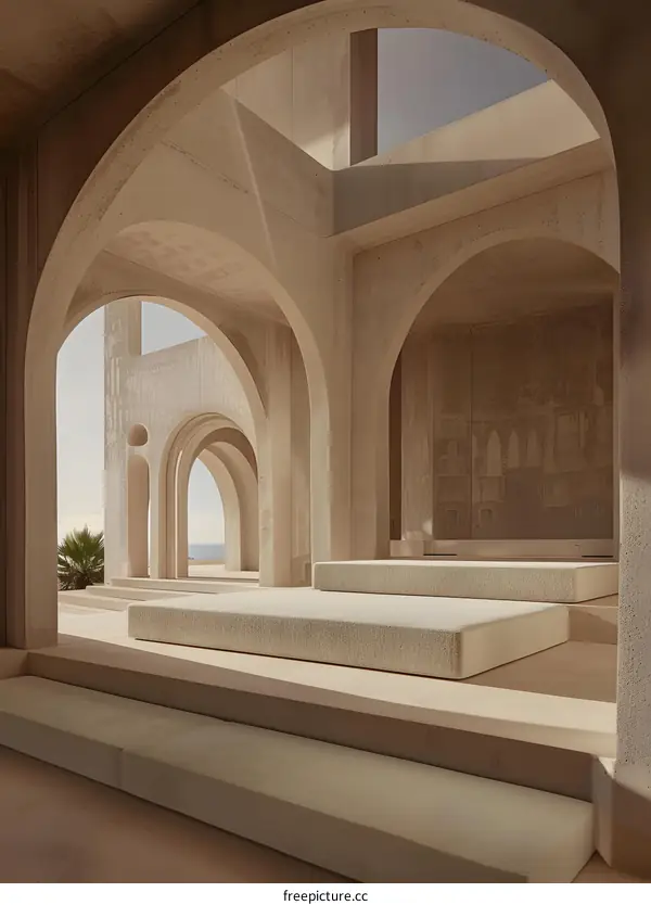 Modern Architecture With Arches And Sea View