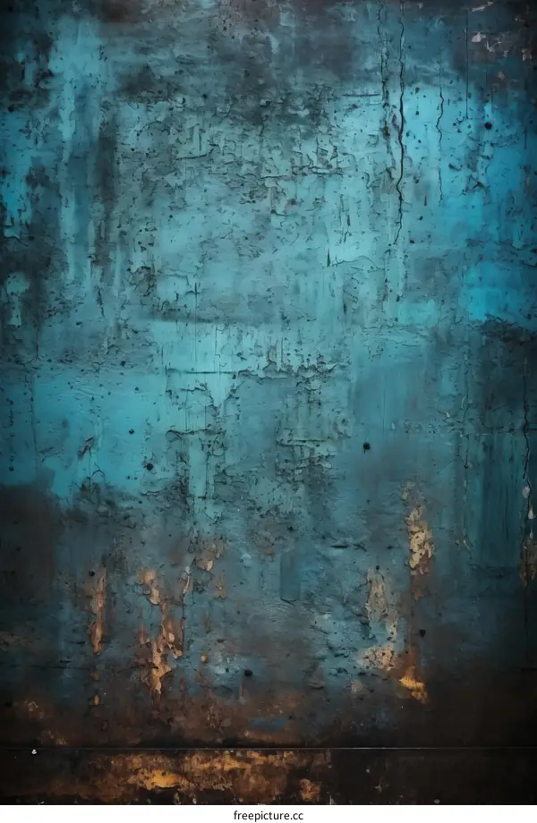Distressed Blue Wall with Cracked Paint