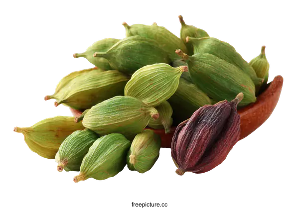 [Transparent Background PNG]Closeup of Dried Cardamom Pods