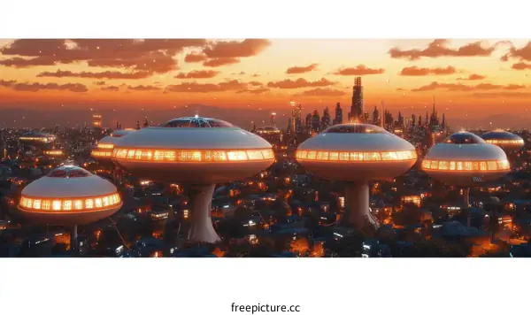 Floating Cityscape at Sunset