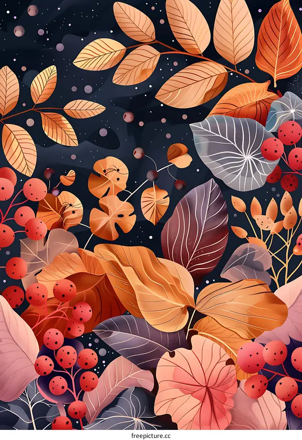 Autumn Leaves Illustration with Vibrant Colors