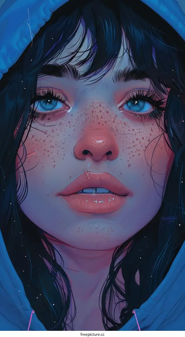 Close-up Portrait of a Young Woman with Detailed Features