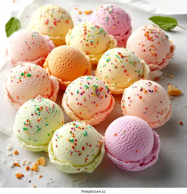 Colorful Ice Cream Balls Close-up