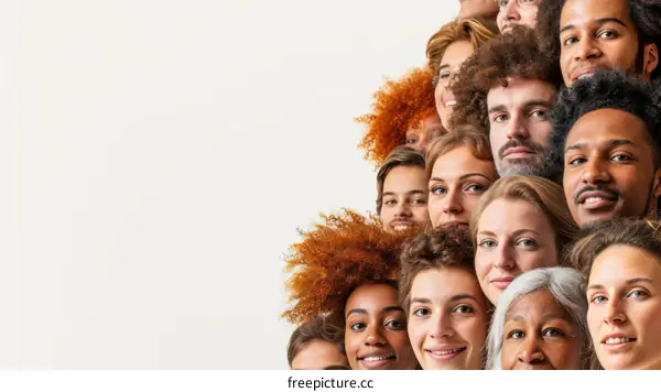 A diverse group of people of different ethnicities and ages.