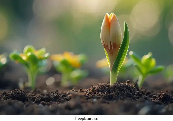 A flower is blooming in the spring.