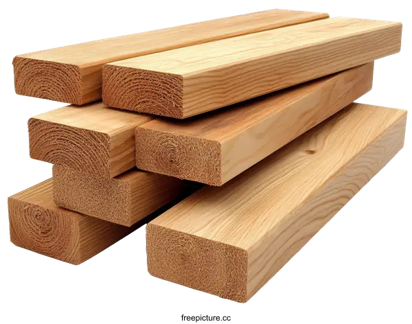 [Transparent Background PNG]Stacked Wooden Beams Construction Materials