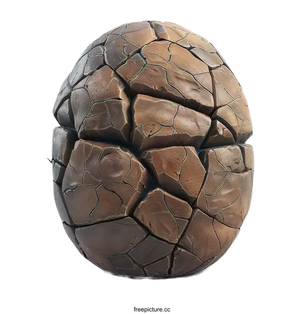 [Transparent Background PNG]Cracked Stone Easter Egg on White Background