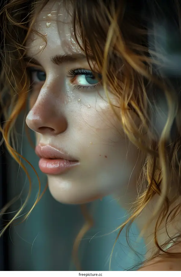 portrait of a beautiful woman with curly hair