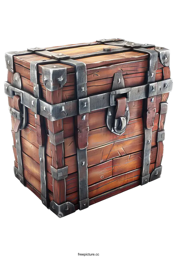 [Transparent Background PNG]Old Wooden Chest Isolated