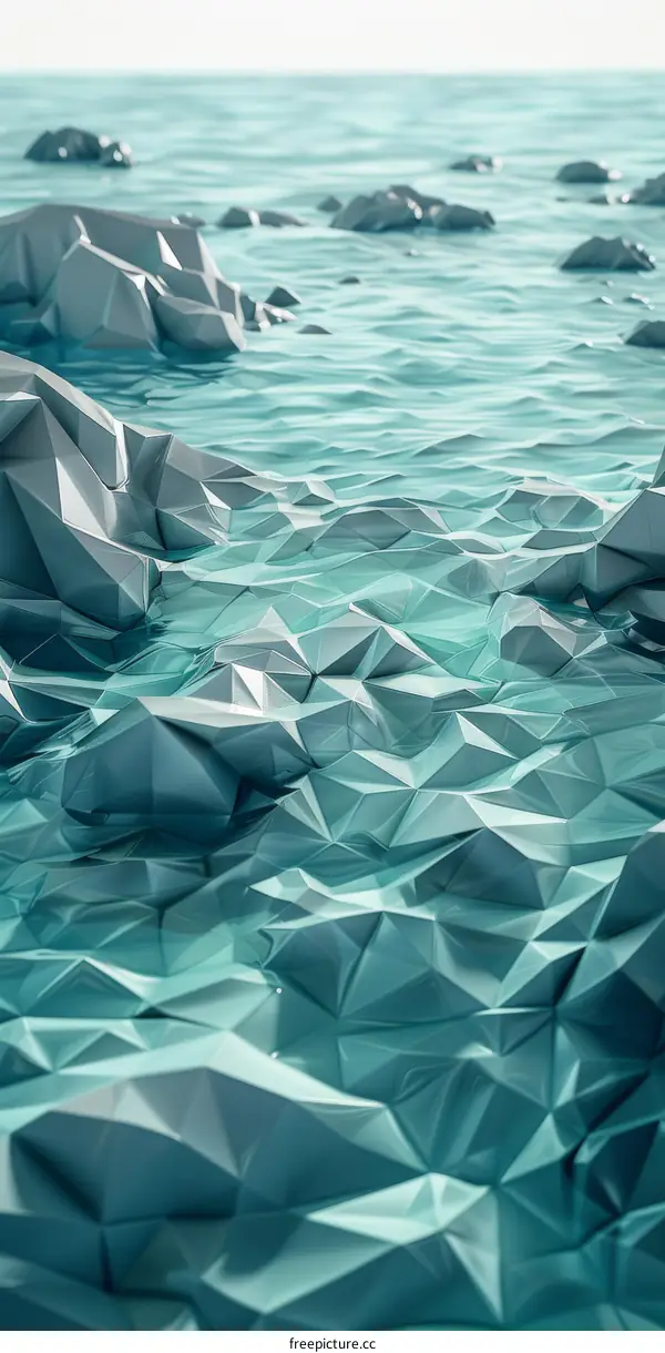 3D Rendered Low Poly Seascape