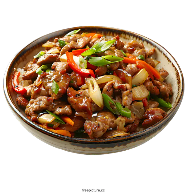 [Transparent Background PNG]Delicious pork bowl with vegetables
